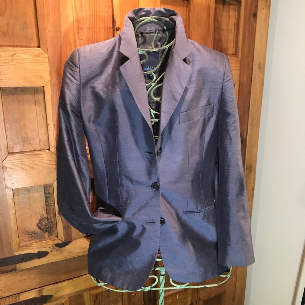 🐘VICTOR VICTORIA 🐘 silk shantung gray jckt!🦏🦏